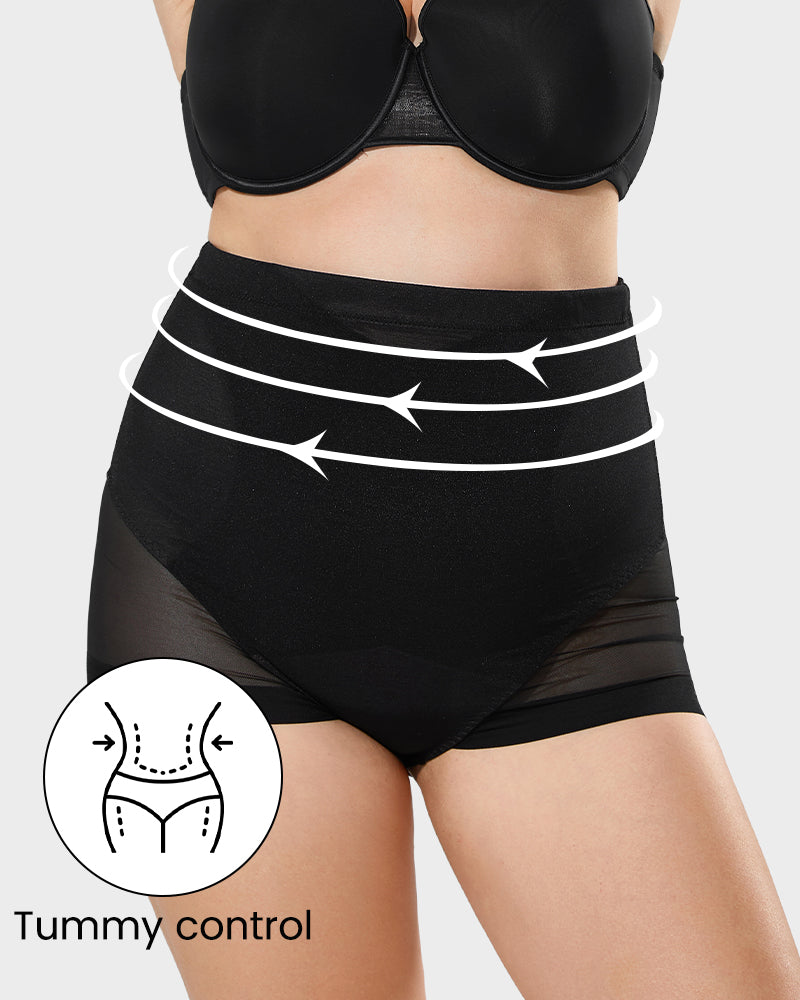 Elegant High Waist Mesh Shaping Briefs for a Flattering Silhouette