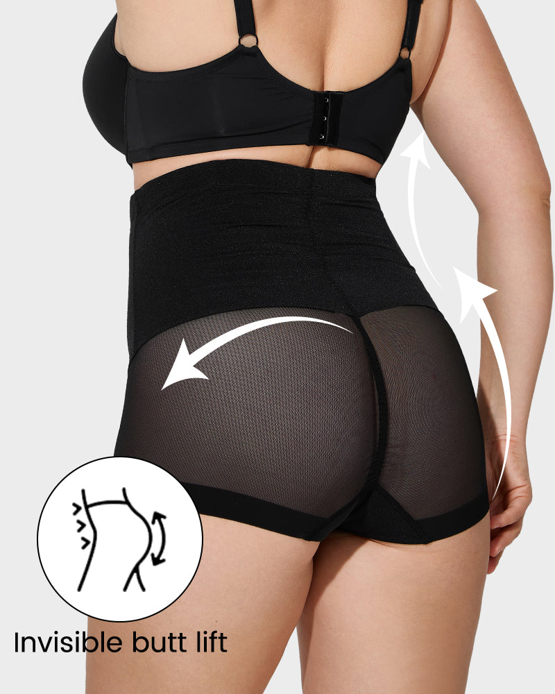 Elegant High Waist Mesh Shaping Briefs for a Flattering Silhouette