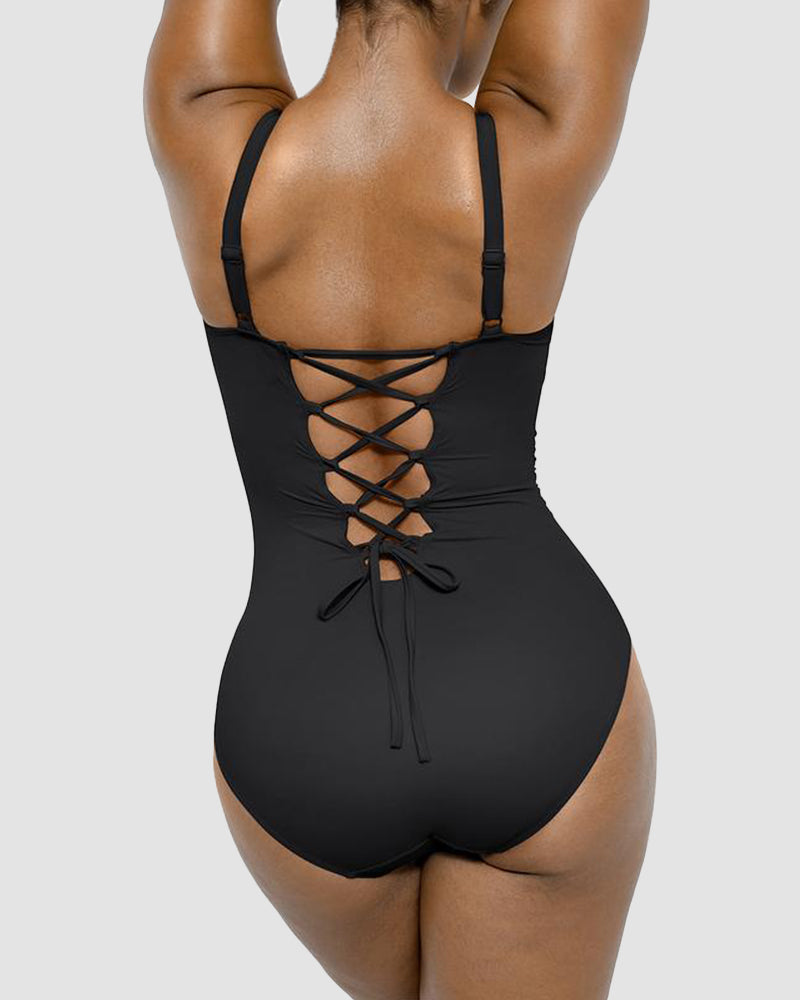 Daring Slim & Sculpt Lace-Up Back Swimsuit for a Flattering Fit