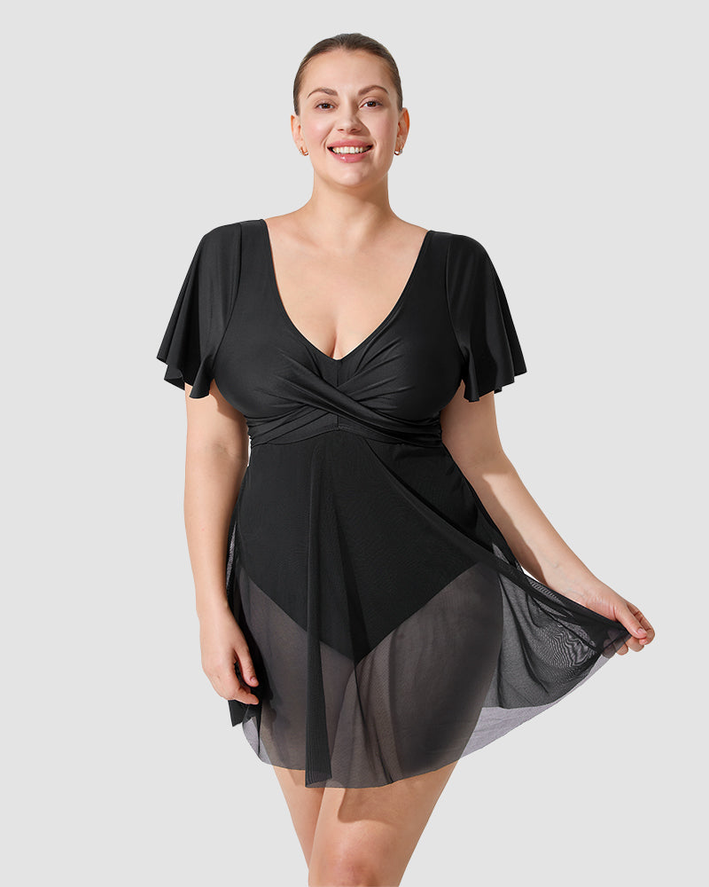 Chic Plus Size Ruffle Swimdress for Ultimate Coverage