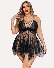 Stunning Plus Size Lace-Trimmed Nightdress with Front Slit
