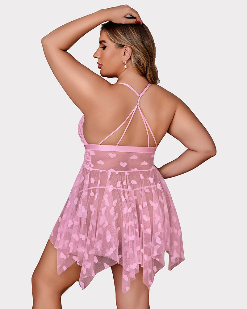 Stunning Plus Size Lace-Trimmed Nightdress with Front Slit