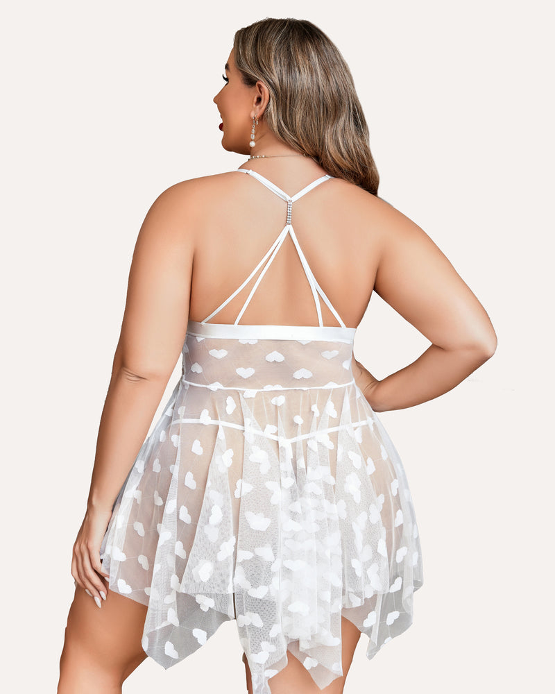 Stunning Plus Size Lace-Trimmed Nightdress with Front Slit
