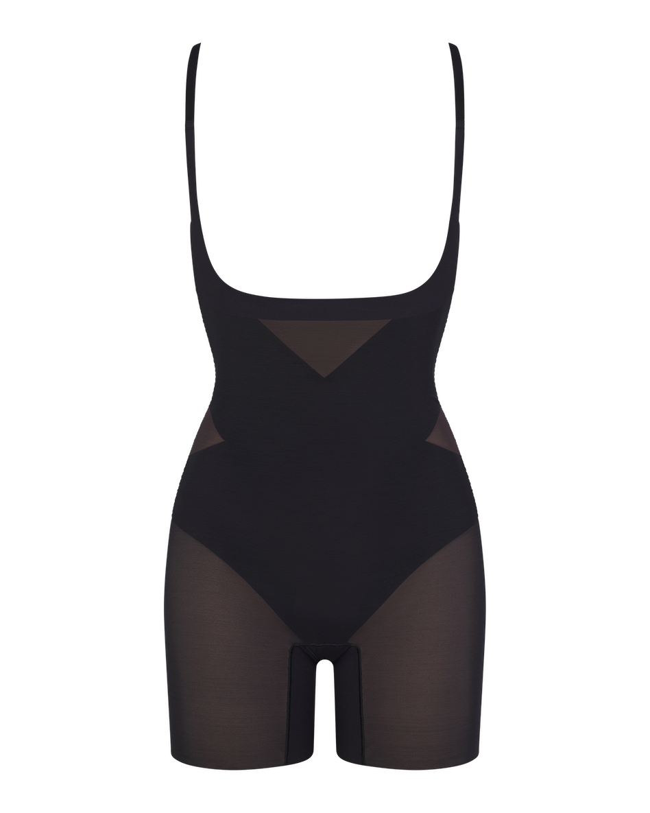 Sleek Open-Bust Mid-Thigh Shaper Bodysuit for Effortless Elegance