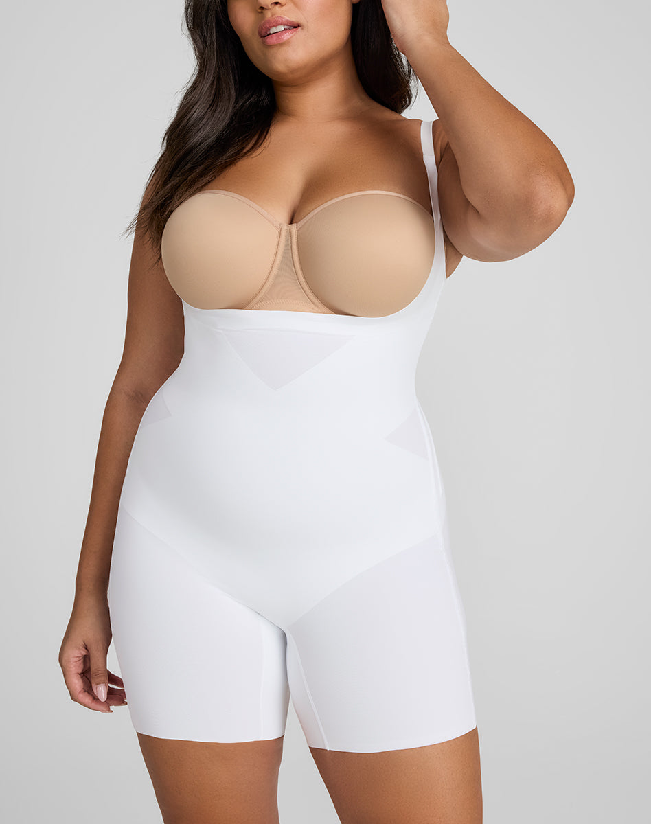 Sleek Open-Bust Mid-Thigh Shaper Bodysuit for Effortless Elegance