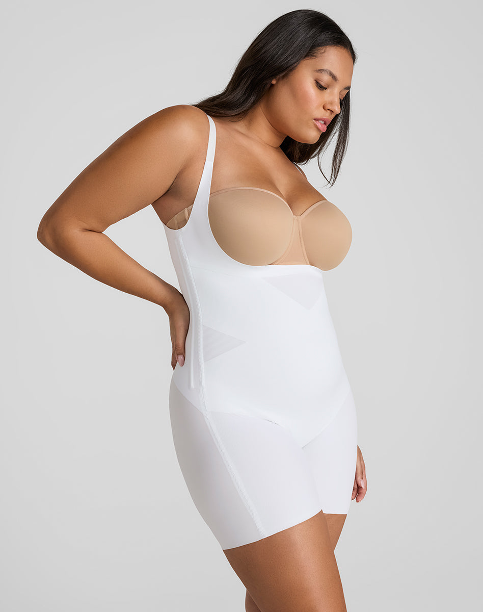 Sleek Open-Bust Mid-Thigh Shaper Bodysuit for Effortless Elegance