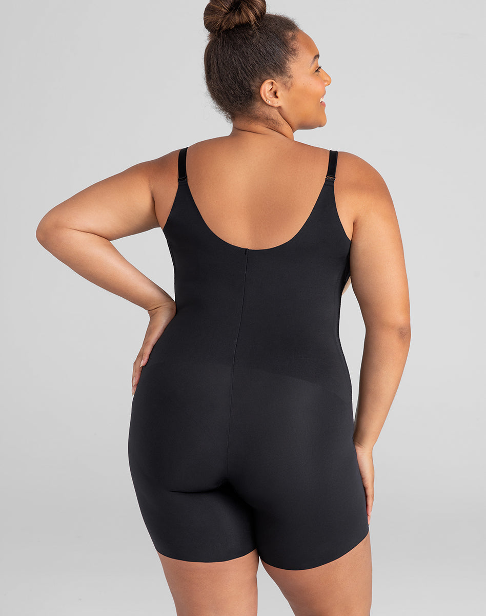 Sleek Open-Bust Mid-Thigh Shaper Bodysuit for Effortless Elegance