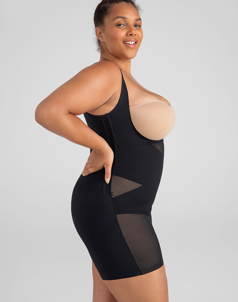 Sleek Open-Bust Mid-Thigh Shaper Bodysuit for Effortless Elegance