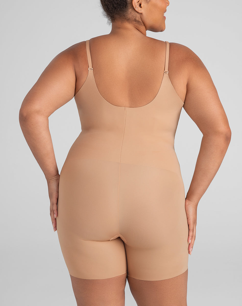 Sleek Open-Bust Mid-Thigh Shaper Bodysuit for Effortless Elegance