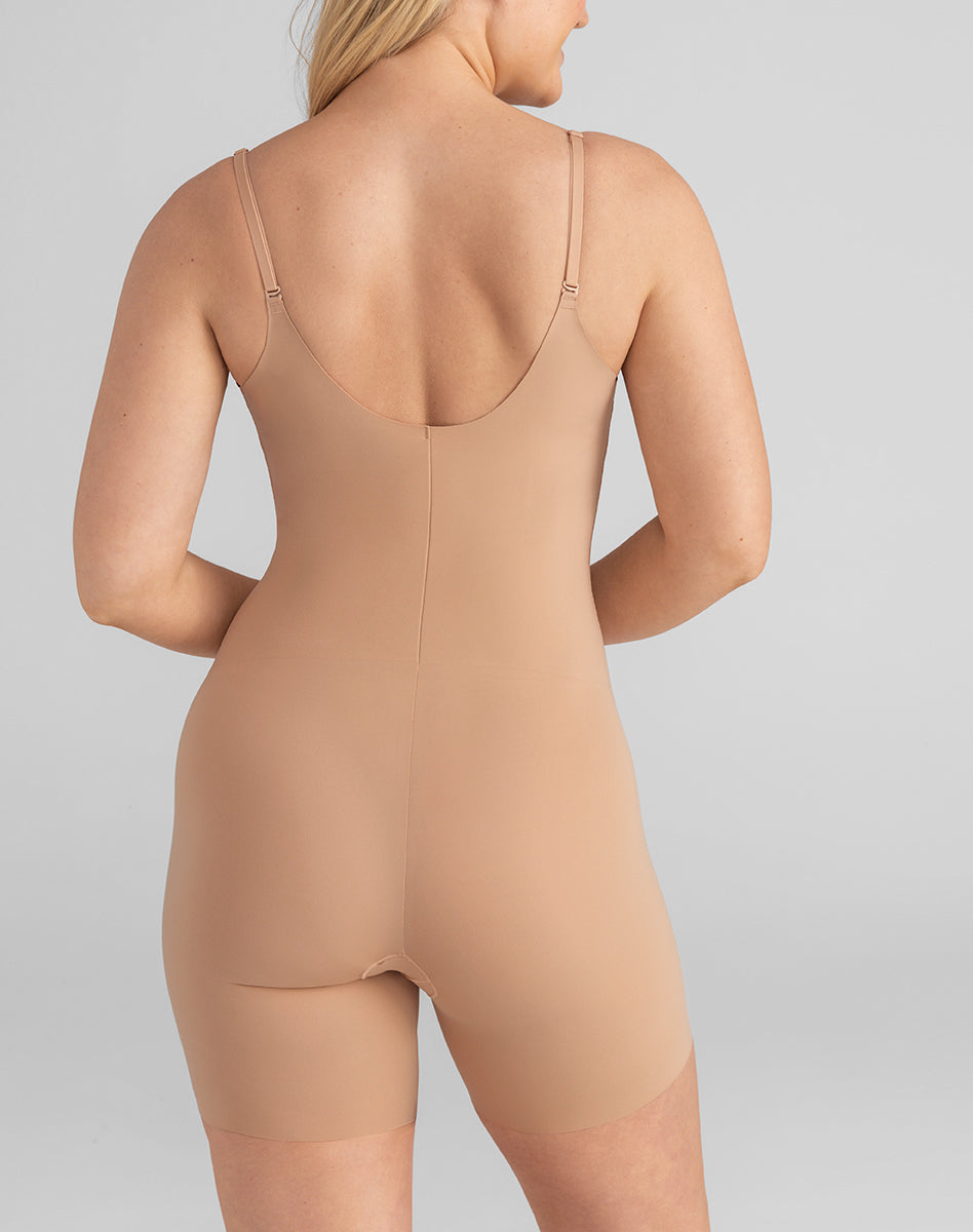Sleek Open-Bust Mid-Thigh Shaper Bodysuit for Effortless Elegance