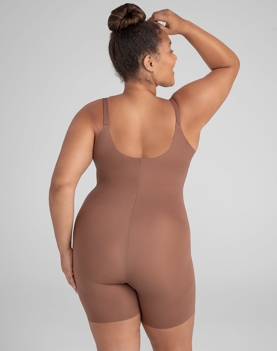 Sleek Open-Bust Mid-Thigh Shaper Bodysuit for Effortless Elegance