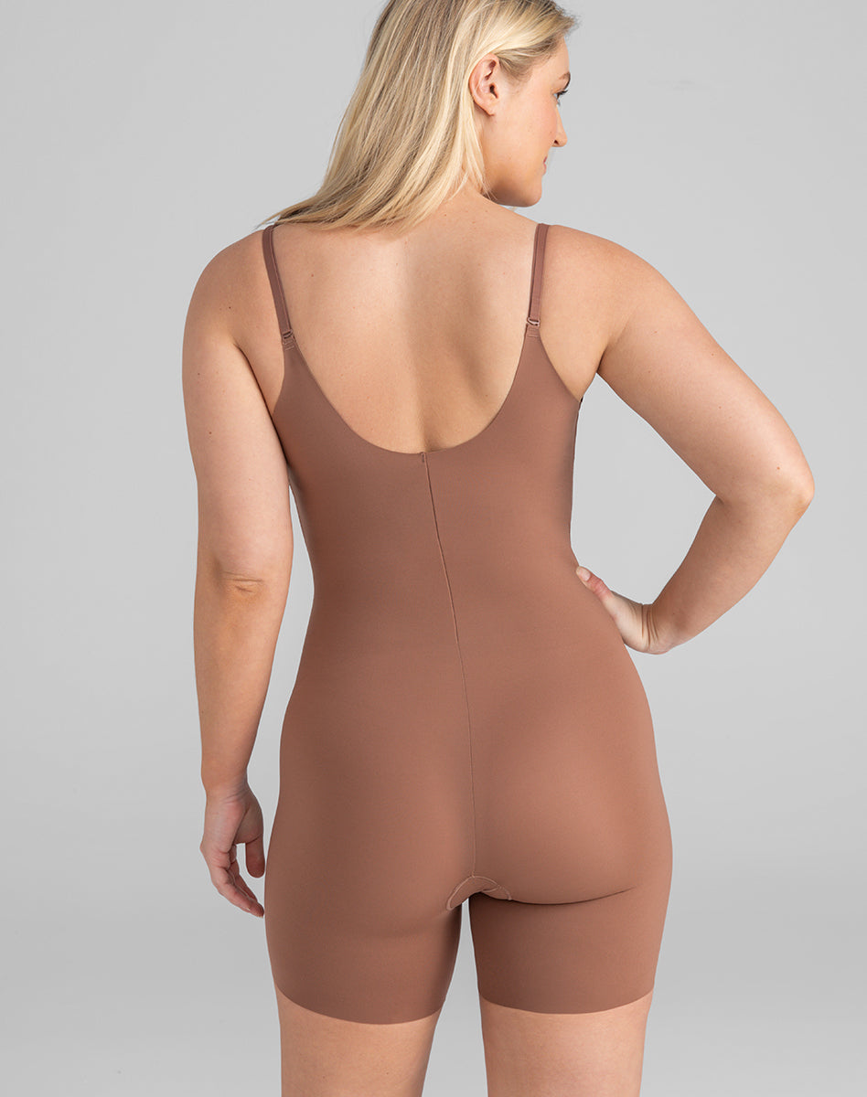 Sleek Open-Bust Mid-Thigh Shaper Bodysuit for Effortless Elegance