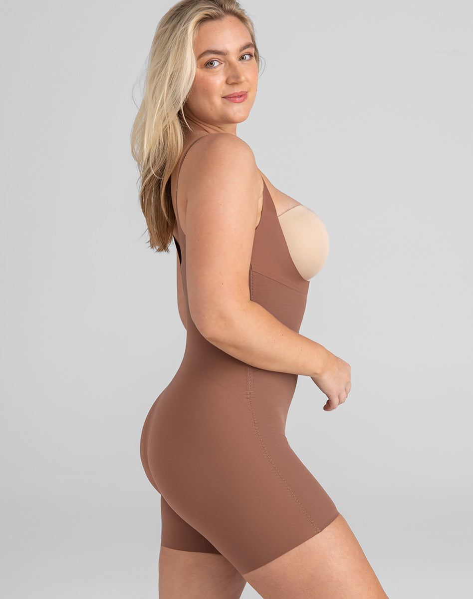 Sleek Open-Bust Mid-Thigh Shaper Bodysuit for Effortless Elegance