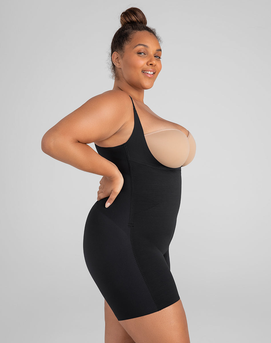 Sleek Open-Bust Mid-Thigh Shaper Bodysuit for Effortless Elegance