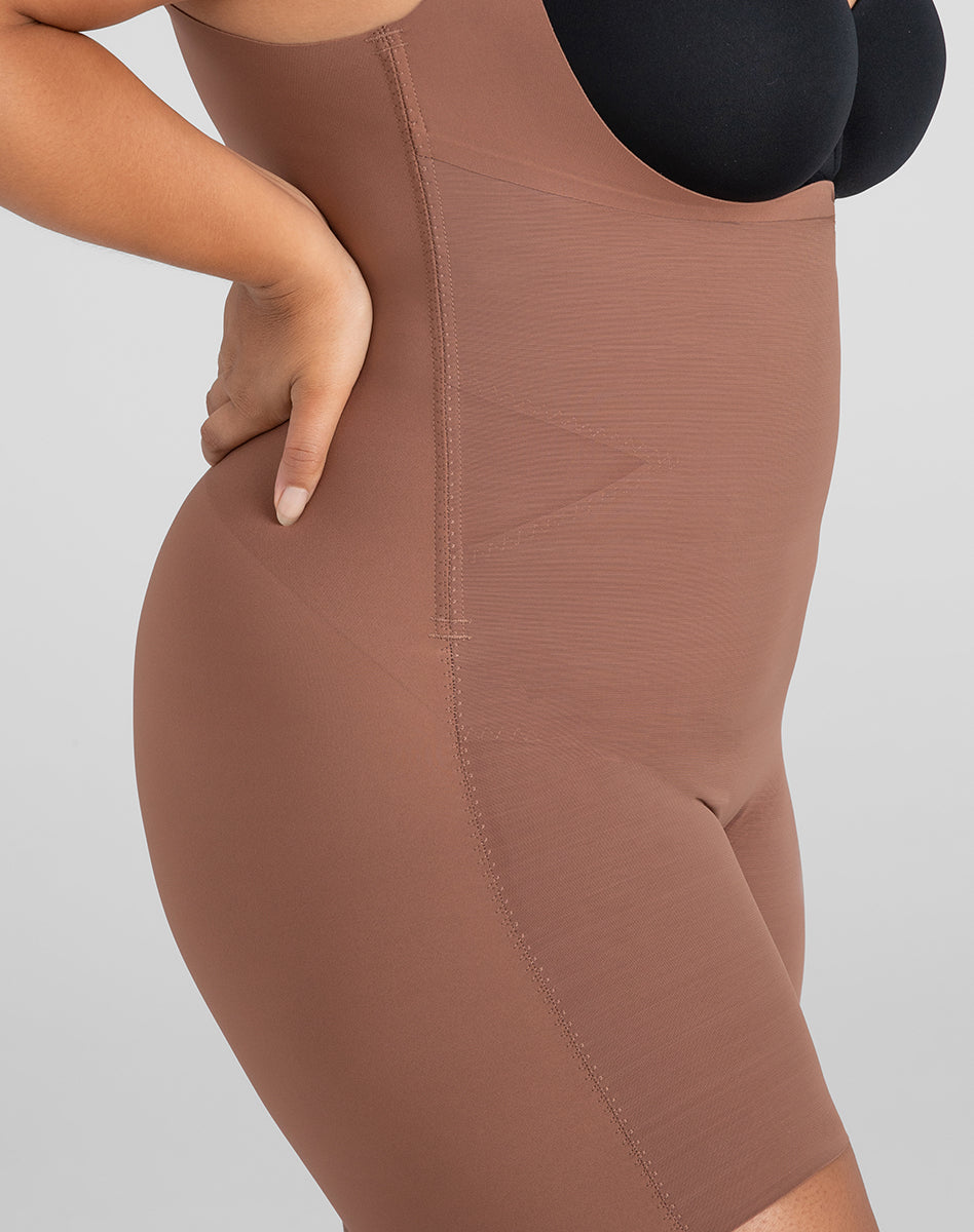 Sleek Open-Bust Mid-Thigh Shaper Bodysuit for Effortless Elegance