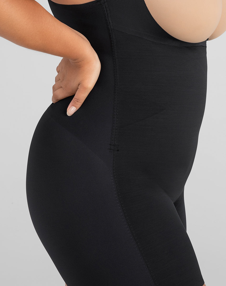 Sleek Open-Bust Mid-Thigh Shaper Bodysuit for Effortless Elegance
