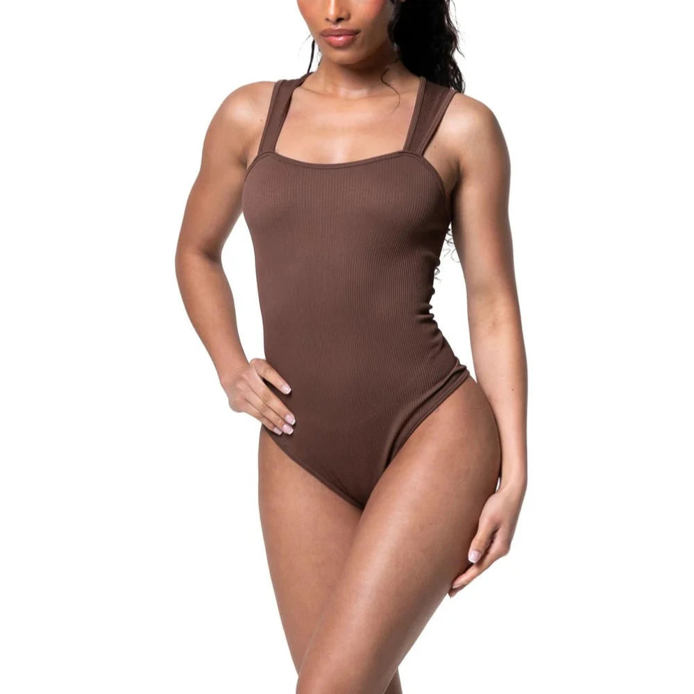The Everyday Square Ribbed Thong Bodysuit