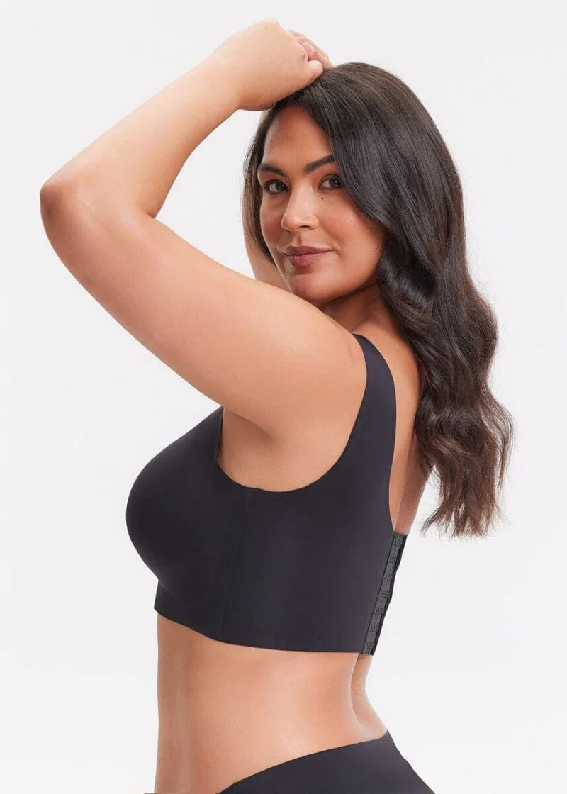 Elevate Your Comfort: Wireless V-Neck Back-Smoothing Bra™ in Classic Black