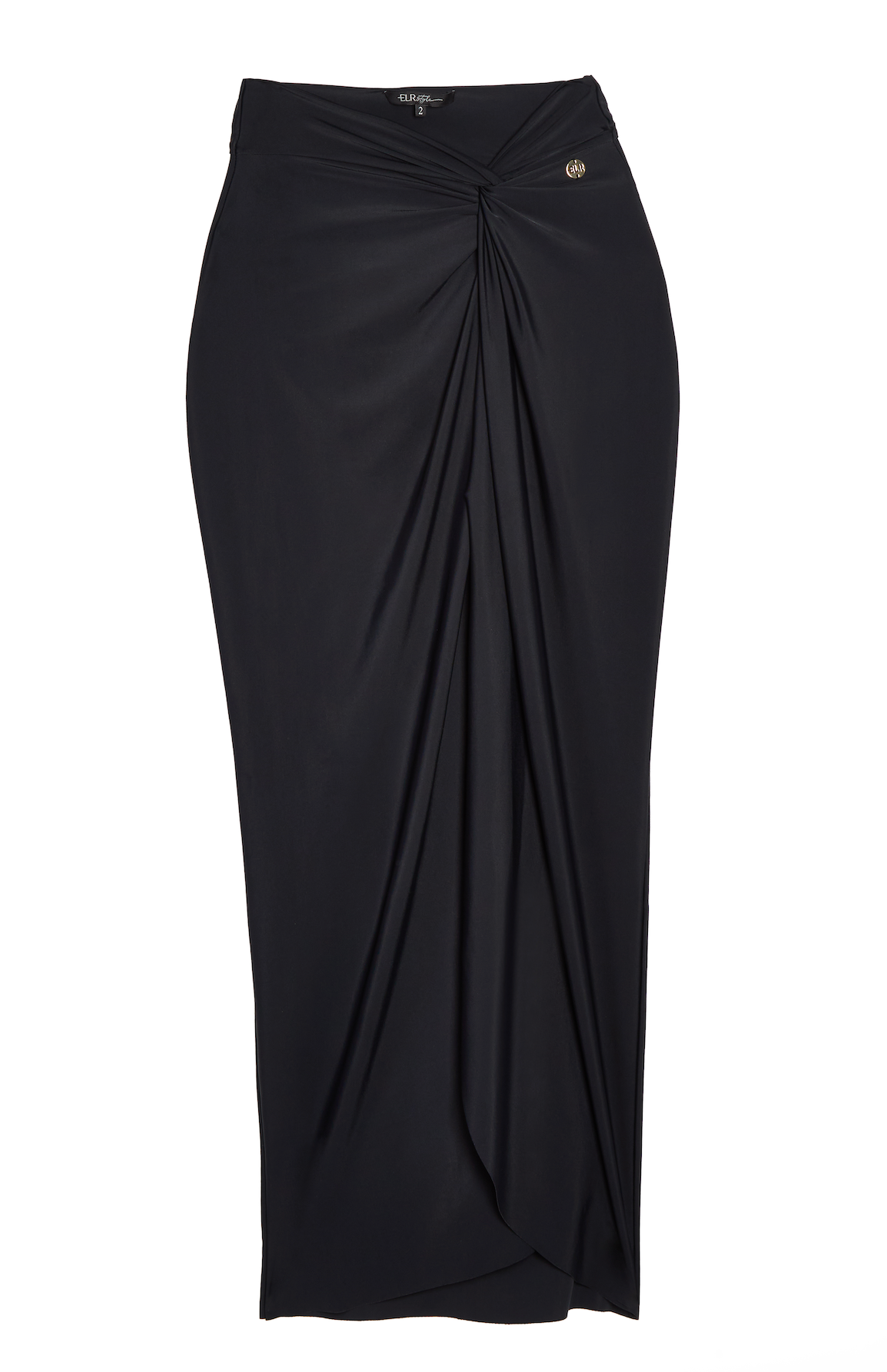 Chic Long Swim Skirt with Stylish Knot-Front and Flattering Split Leg Design