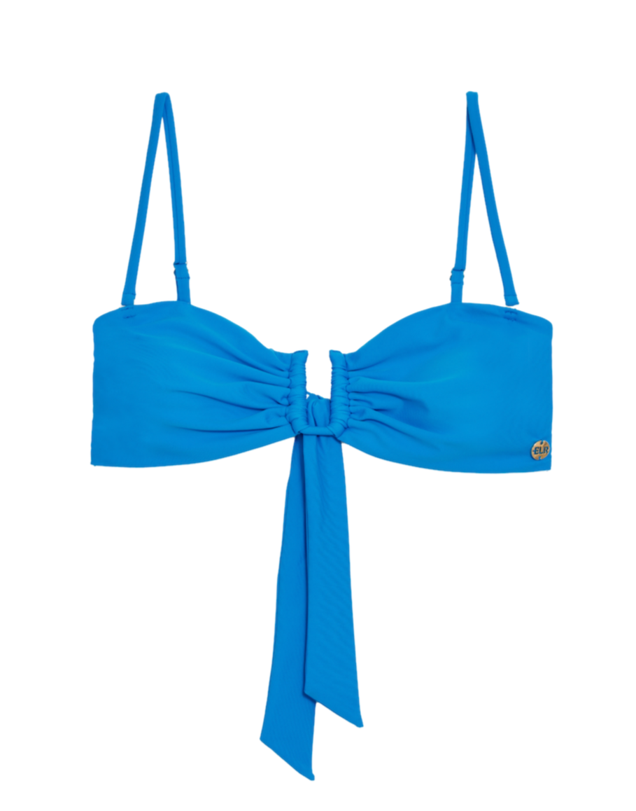 Ibiza Blue U-Front Bandeau Bikini Top with Removable Straps