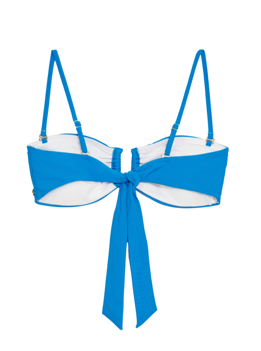Ibiza Blue U-Front Bandeau Bikini Top with Removable Straps