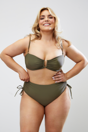 Chic Smoky Quartz Bandeau U-Front Bikini Top with Removable Straps
