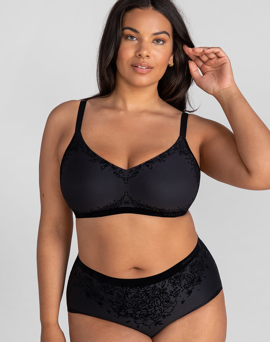 Elegant Silhouette Roses Bra