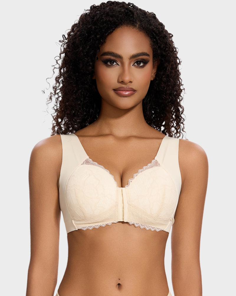5D Shaping Wireless Bra with Lace Front Closure – Ultimate Comfort and Style