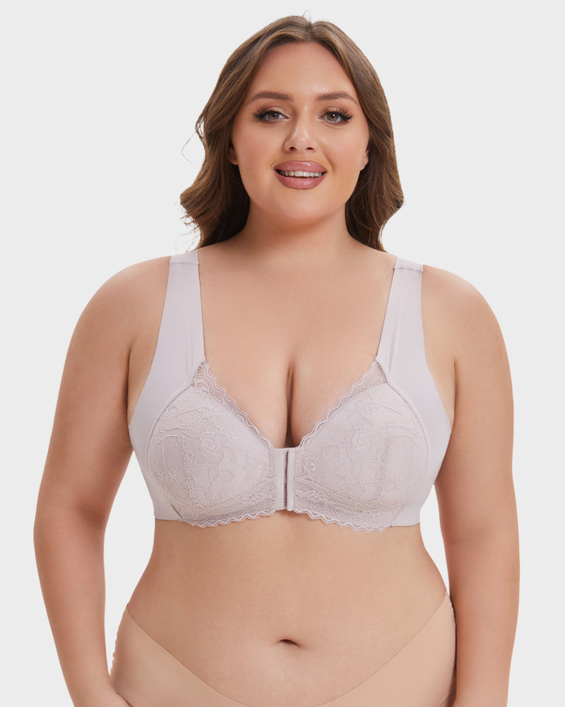 5D Shaping Wireless Bra with Lace Front Closure – Ultimate Comfort and Style