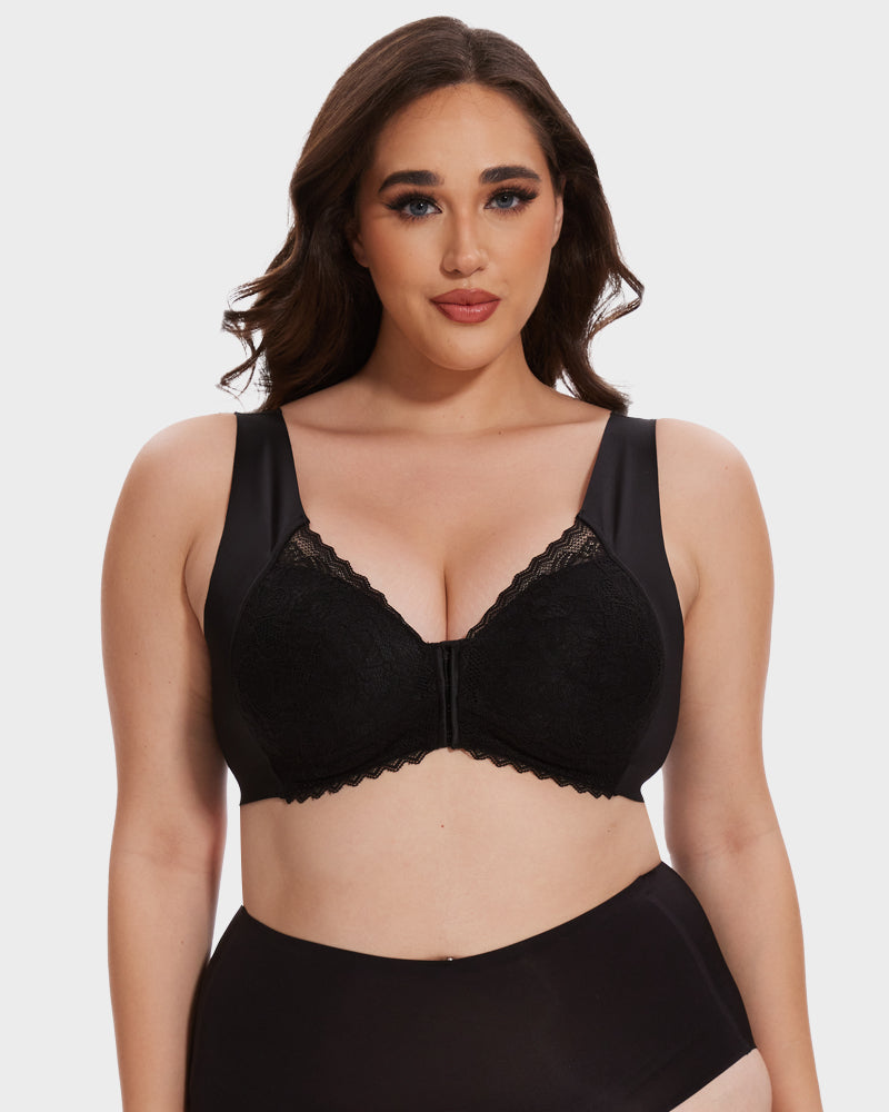 5D Shaping Wireless Bra with Lace Front Closure – Ultimate Comfort and Style