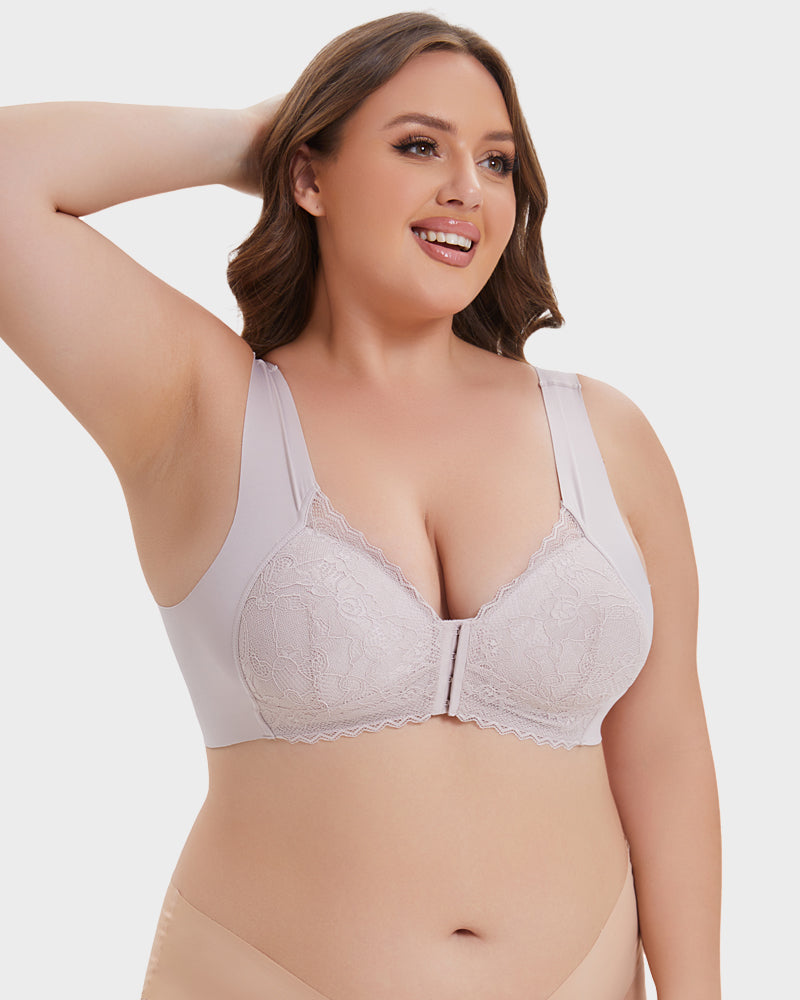 5D Shaping Wireless Bra with Lace Front Closure – Ultimate Comfort and Style