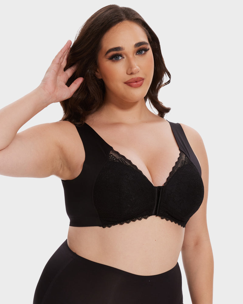5D Shaping Wireless Bra with Lace Front Closure – Ultimate Comfort and Style
