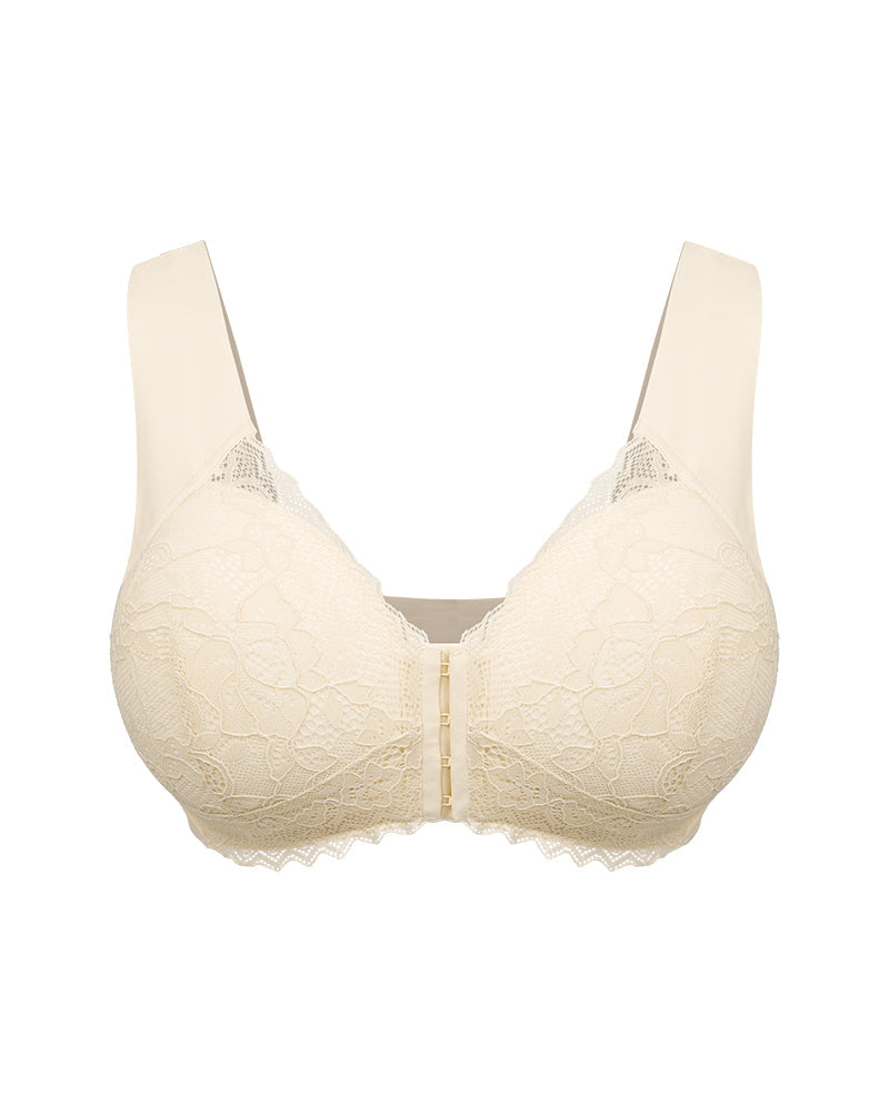 5D Shaping Wireless Bra with Lace Front Closure – Ultimate Comfort and Style