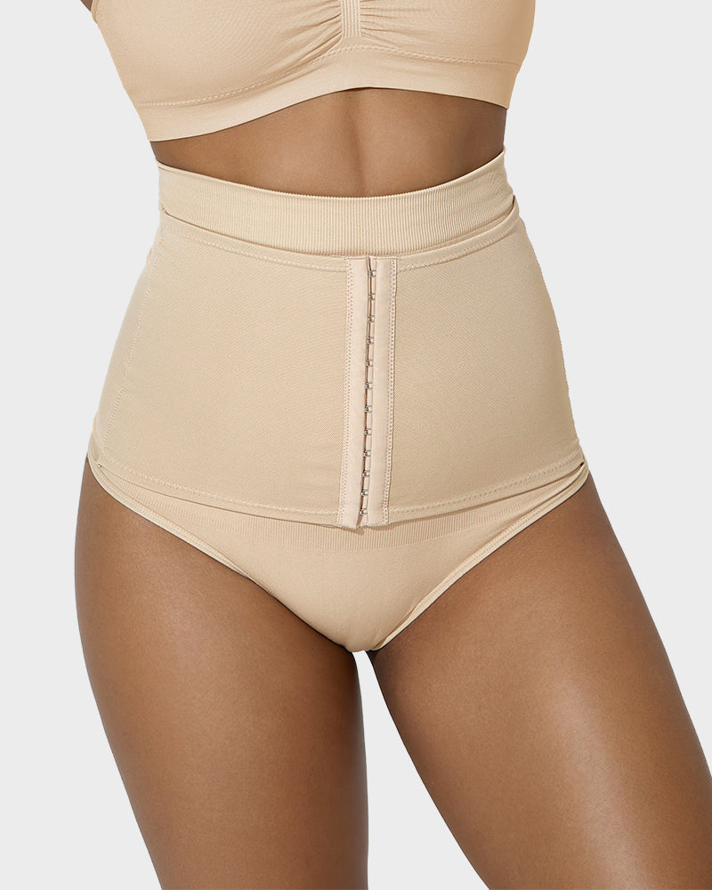 High-Waisted Double-Layer Tummy Control Thong for Flattering Shaping