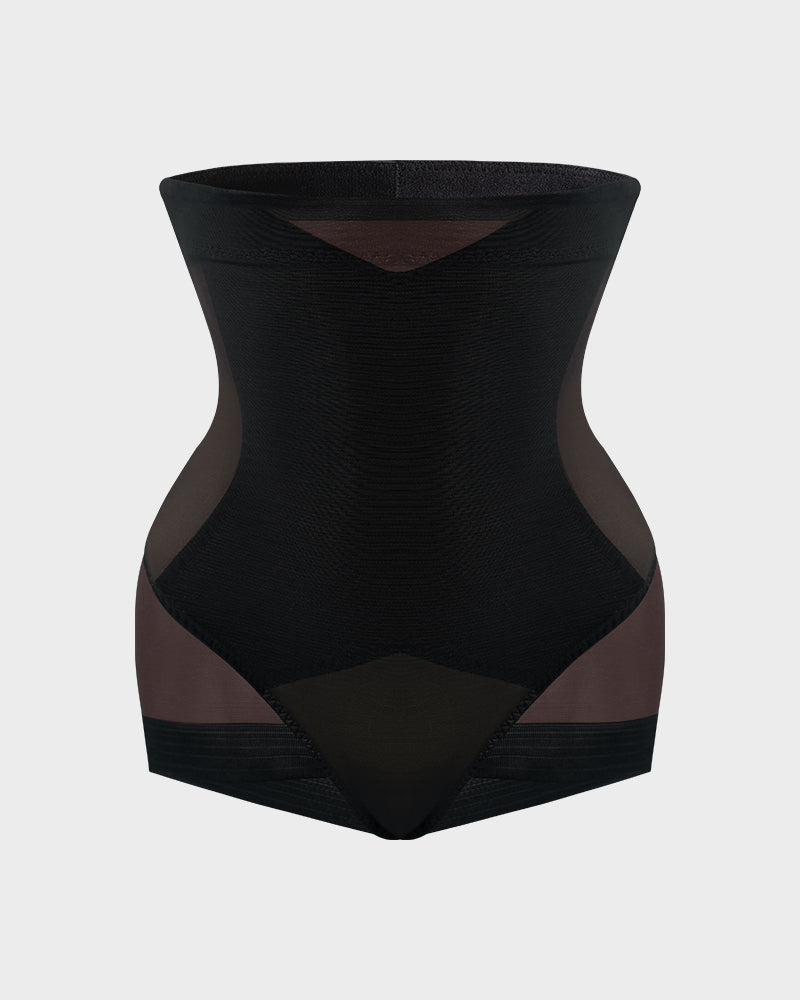 Elegant High Waist Mesh Shaping Briefs for a Flattering Silhouette