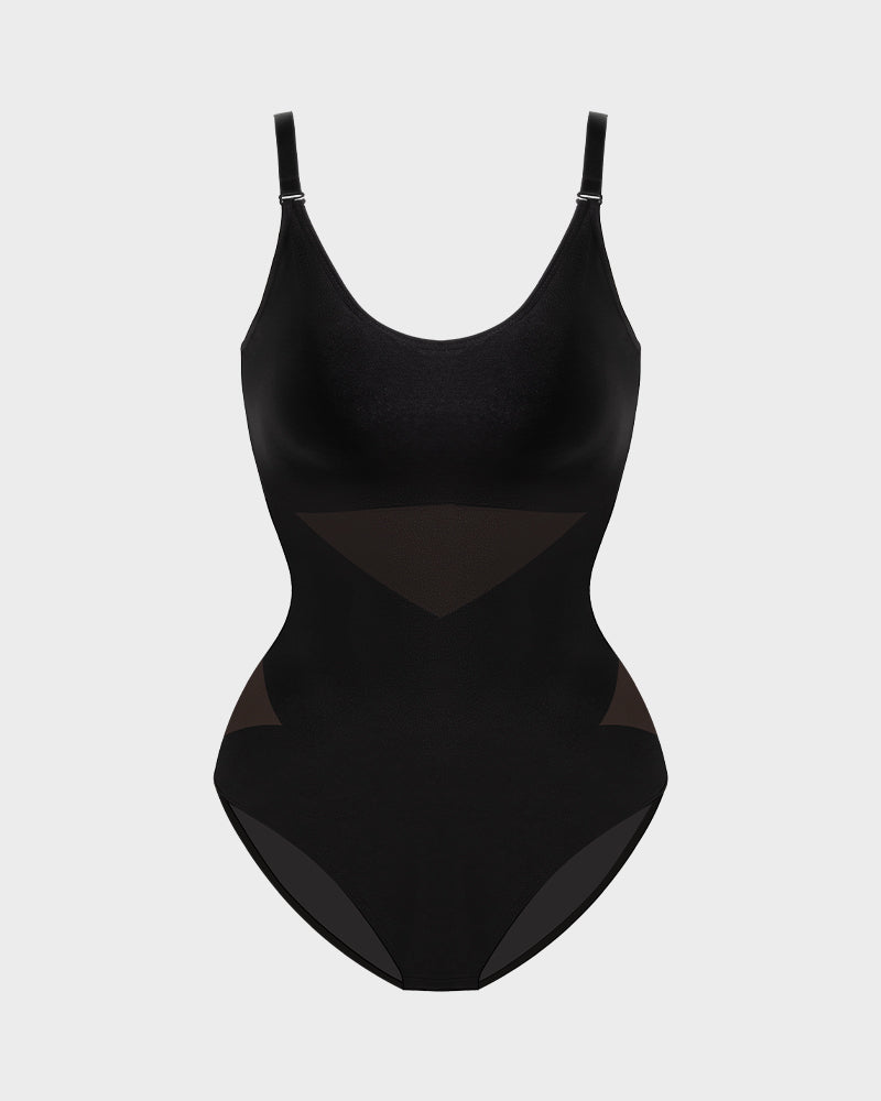 Flawlessly Fit Criss-Cross Mesh Panel Sculpting Bodysuit