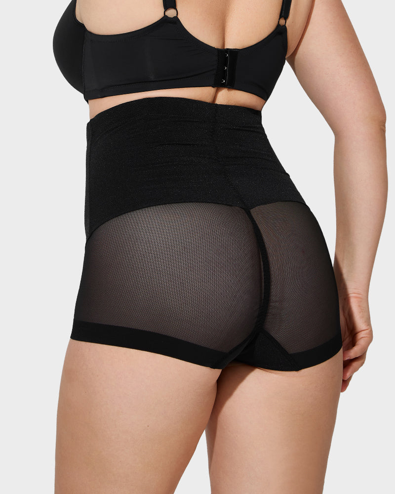 Elegant High Waist Mesh Shaping Briefs for a Flattering Silhouette