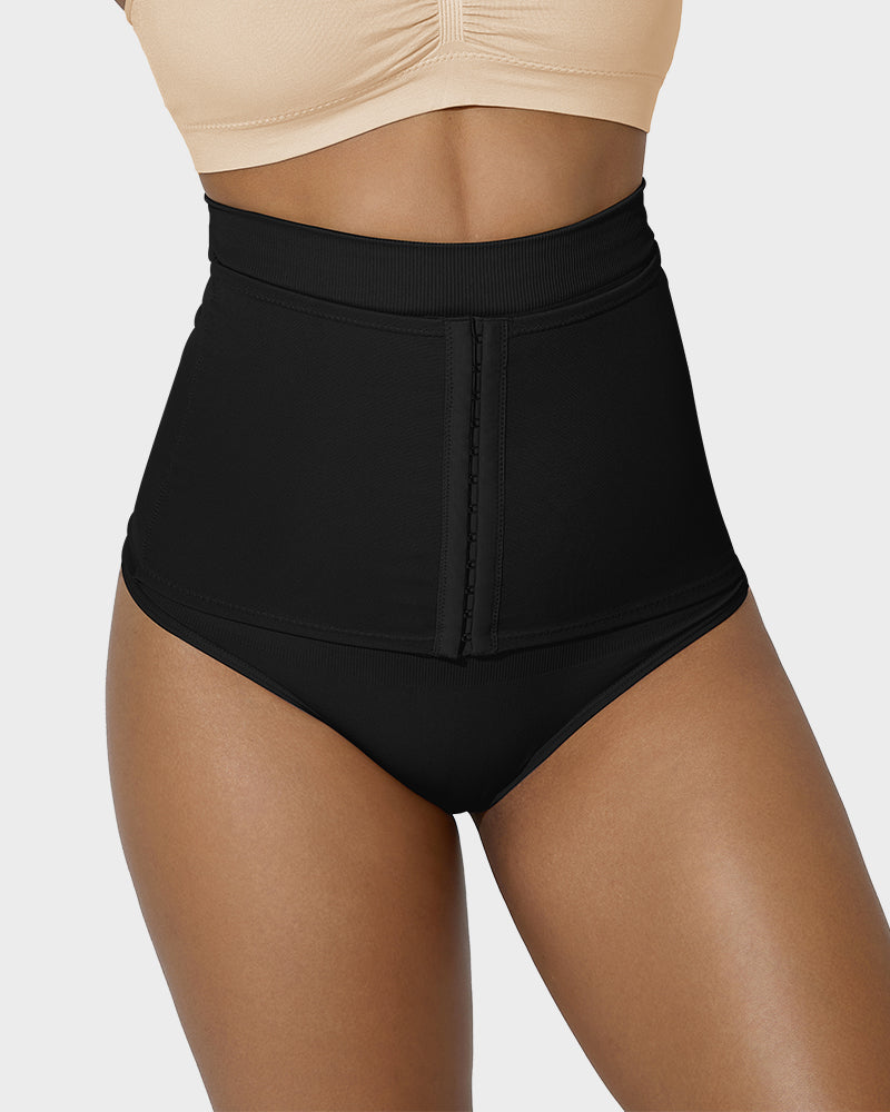 High-Waisted Double-Layer Tummy Control Thong for Flattering Shaping
