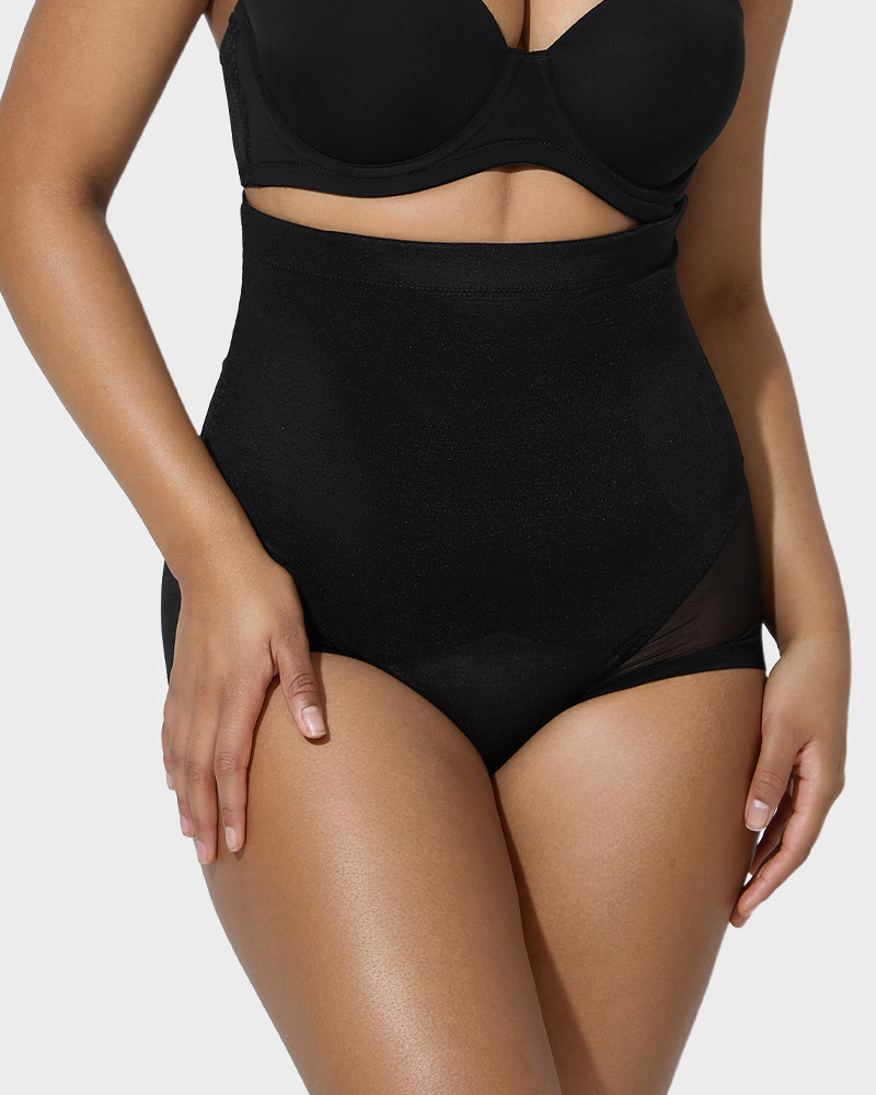 Elegant High Waist Mesh Shaping Briefs for a Flattering Silhouette