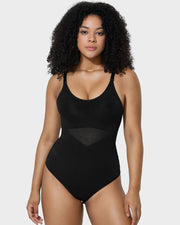 Flawlessly Fit Criss-Cross Mesh Panel Sculpting Bodysuit