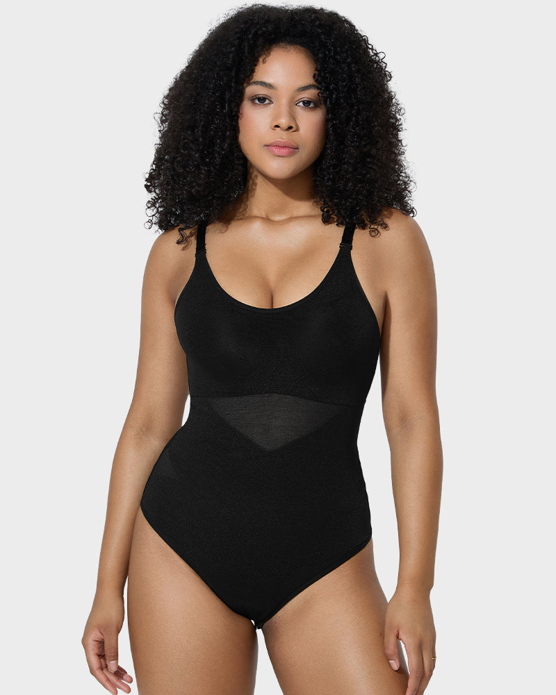 Flawlessly Fit Criss-Cross Mesh Panel Sculpting Bodysuit