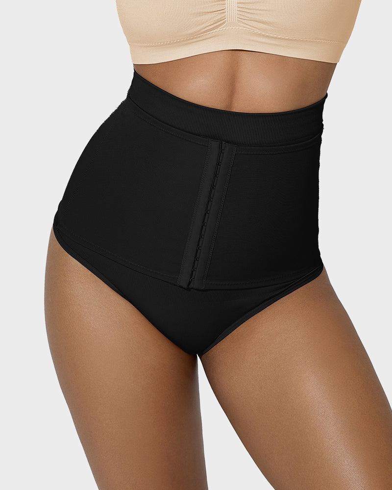 High-Waisted Double-Layer Tummy Control Thong for Flattering Shaping