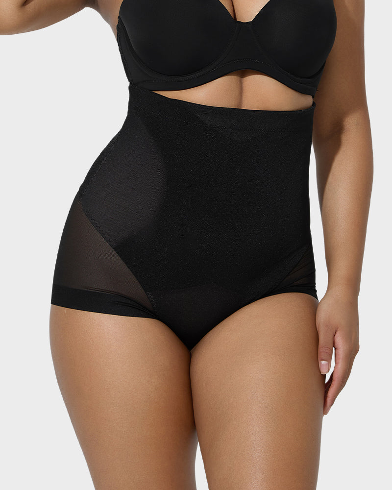 Elegant High Waist Mesh Shaping Briefs for a Flattering Silhouette