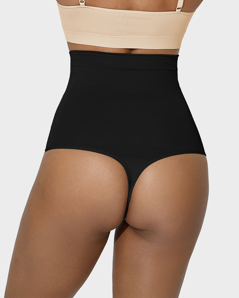 High-Waisted Double-Layer Tummy Control Thong for Flattering Shaping