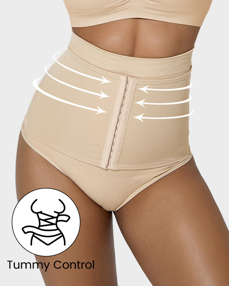 High-Waisted Double-Layer Tummy Control Thong for Flattering Shaping