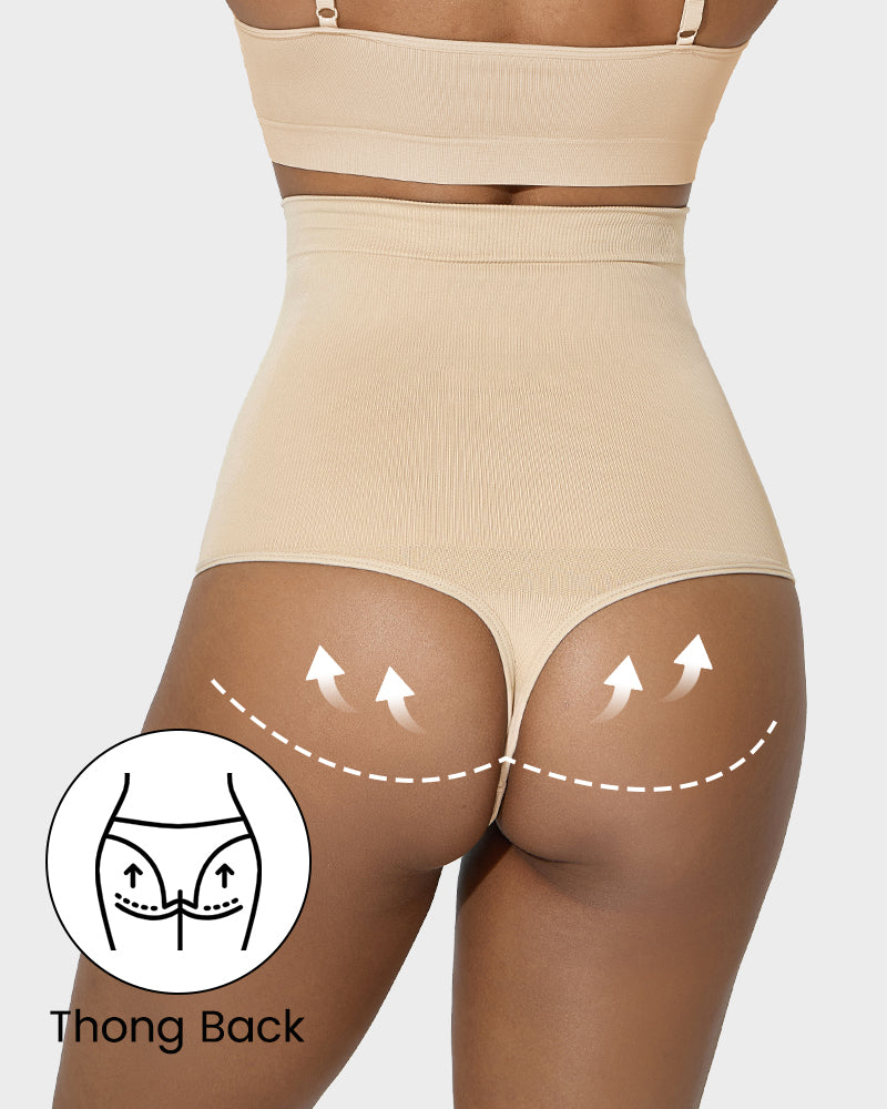 High-Waisted Double-Layer Tummy Control Thong for Flattering Shaping