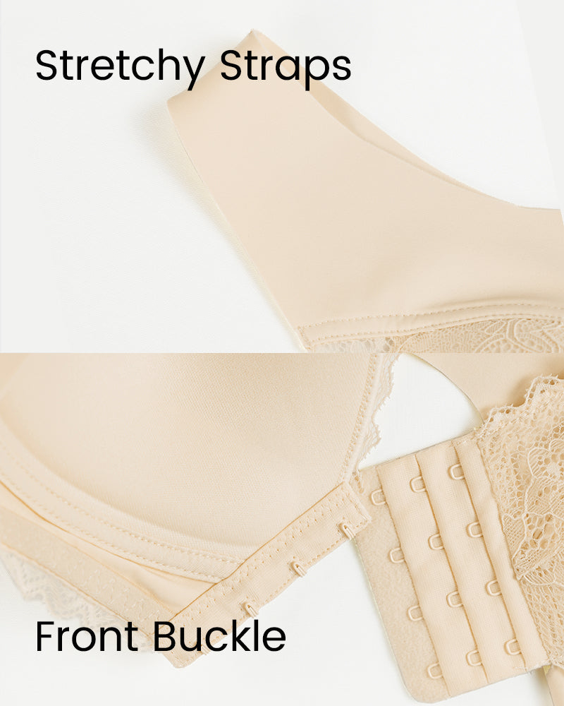 5D Shaping Wireless Bra with Lace Front Closure – Ultimate Comfort and Style