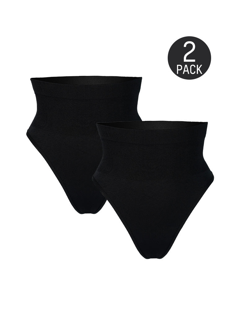Sleek Mid-Waist Tummy Control Thong Set (2 Pack)