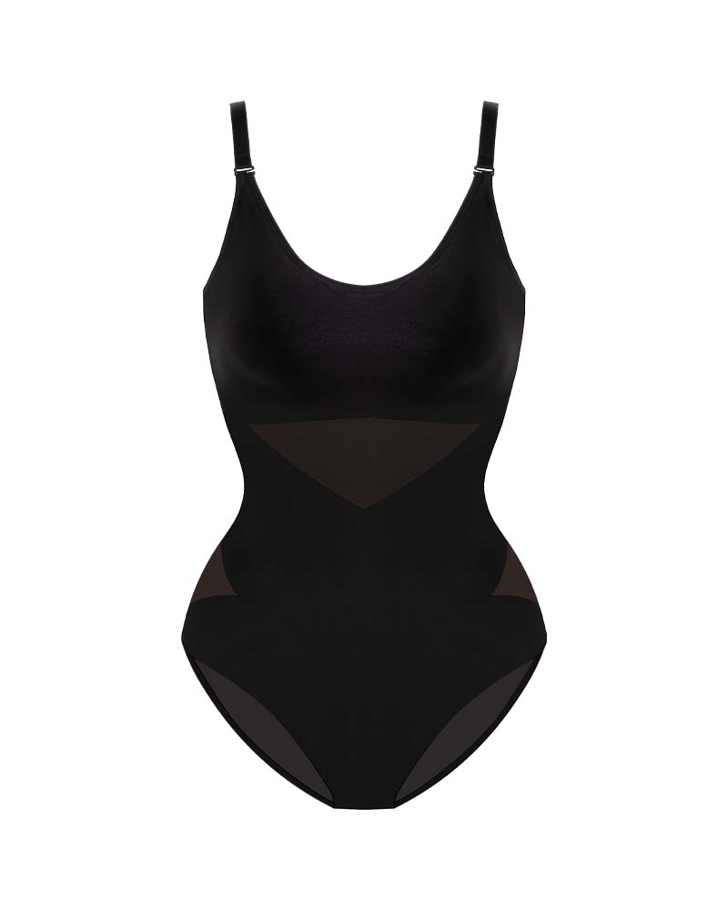 Flawlessly Fit Criss-Cross Mesh Panel Sculpting Bodysuit