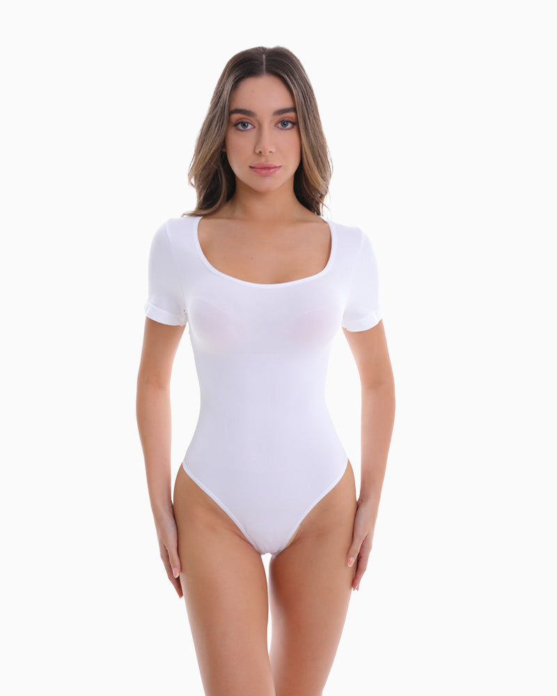 Chic Square Neck Thong Bodysuit for Effortless Elegance